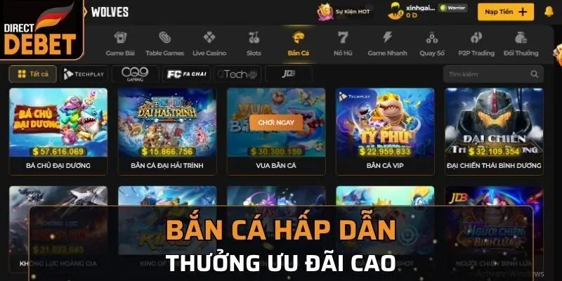 Bắn cá hấp dẫn, thưởng De bet ưu đãi cực đỉnh cao