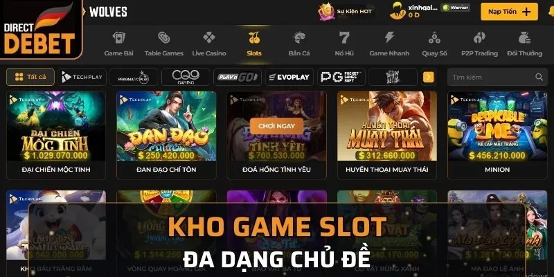 Kho game Slot đa dạng chủ đề với jackpot cực khủng